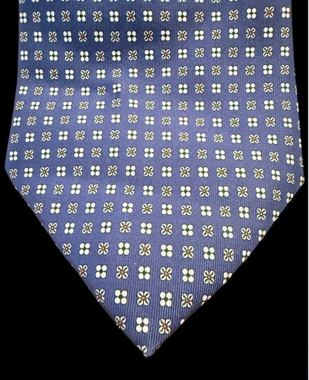 Thomas Pink 100% Silk Tie Italy Blue All Over Patterned